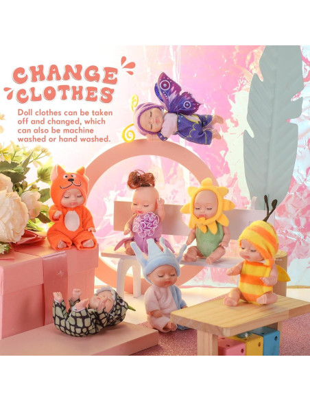 Muñecas Mini Bebé Hanaive 10 Pcs 11 cm Ropa de Animales Muñecas Mini Bebé Hanaive 10 Pcs 11 cm Ropa de Animales