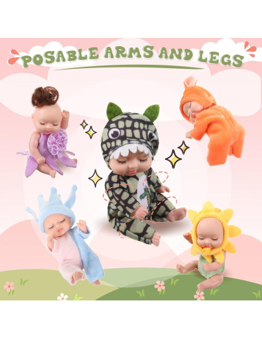 Muñecas Mini Bebé Hanaive 10 Pcs 11 cm Ropa de Animales