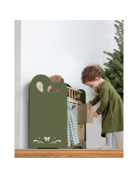 Cuna de Muñeca ROBOTIME Verde, Madera, 56 cm, Almacenamiento Cuna de Muñeca ROBOTIME Verde, Madera, 56 cm, Almacenamiento