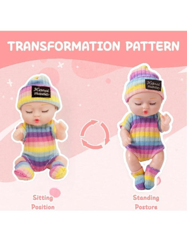 4 Mini Muñecas Bebé con Trajes de Animales y Cama - Estilo A
