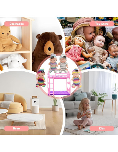 4 Mini Muñecas Bebé con Trajes de Animales y Cama - Estilo A