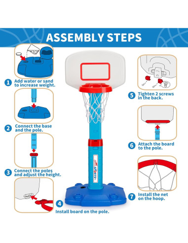 Aro de Baloncesto Ajustable GMAOPHY para Niños 1-6 Años