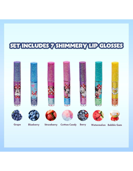 Set de Brillo Labial Minnie Mouse 7 Piezas para Niñas Set de Brillo Labial Minnie Mouse 7 Piezas para Niñas