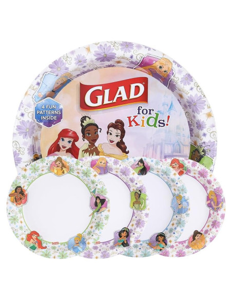 Platos de Papel Disney Princesas Glad 21.6 cm - 40 Unidades Platos de Papel Disney Princesas Glad 21.6 cm - 40 Unidades