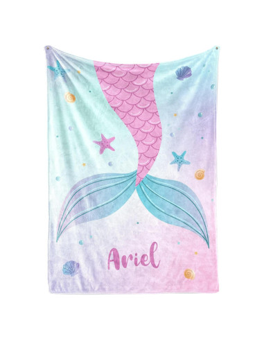 Manta Cola de Sirena Personalizada - Forro Polar 127x152 cm
