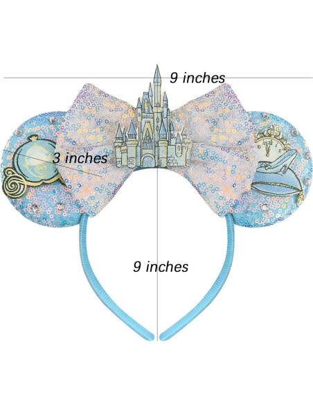 Diadema de Orejas de Ratón Princesa Bmobuo Castillo Azul Diadema de Orejas de Ratón Princesa Bmobuo Castillo Azul