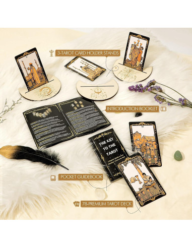 Set de Tarot SUGEYA 78 Cartas Negras con Guía y Accesorios