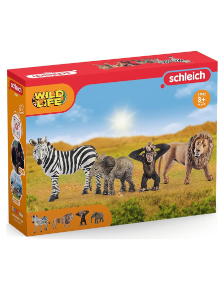 Set de 4 Figuras de Animales de Safari Schleich - Pantera, Mono, Jirafa, Hipopótamo Set de 4 Figuras de Animales de Safari Schleich - Pantera, Mono, Jirafa, Hipopótamo
