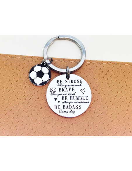 Llavero de Fútbol Inspirador de Acero Inoxidable para Niños Llavero de Fútbol Inspirador de Acero Inoxidable para Niños