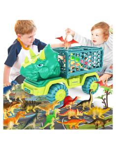 Camión de Dinosaurios HONGID con 15 Figuras y Alfombrilla
