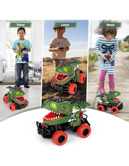 Coche RC Dinosaurio TQBYNJ Verde 15 cm para Niños 3-6 Años Coche RC Dinosaurio TQBYNJ Verde 15 cm para Niños 3-6 Años