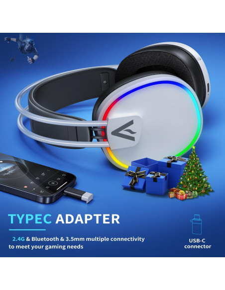 Auriculares Gaming Inalámbricos Bahuun G5000 Pro 40hrs Blanco Auriculares Gaming Inalámbricos Bahuun G5000 Pro 40hrs Blanco