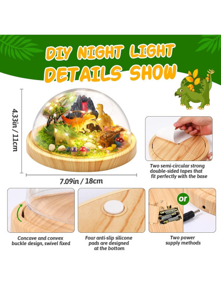 Luz Nocturna DIY Dinosaurio Laclun Kit Artesanía 4-10 Años Luz Nocturna DIY Dinosaurio Laclun Kit Artesanía 4-10 Años