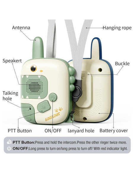 Walkie Talkies Dinosaurio HONGID para Niños 2 Piezas Walkie Talkies Dinosaurio HONGID para Niños 2 Piezas