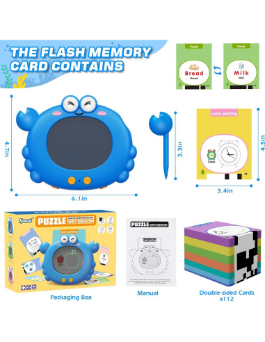 Tarjetas Flash Habladoras Kuovei Cangrejo Azul 224 Páginas