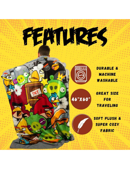 Manta para Niños Franco Angry Birds 116.8x152.4 cm Suave Manta para Niños Franco Angry Birds 116.8x152.4 cm Suave