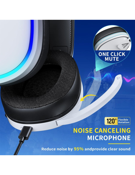 Auriculares Gaming Inalámbricos Bahuun G5000 Pro 40hrs Blanco Auriculares Gaming Inalámbricos Bahuun G5000 Pro 40hrs Blanco