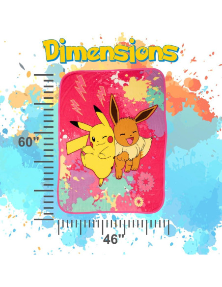 Manta Franco Pokémon Pikachu y Eevee 116x152 cm Suave Manta Franco Pokémon Pikachu y Eevee 116x152 cm Suave