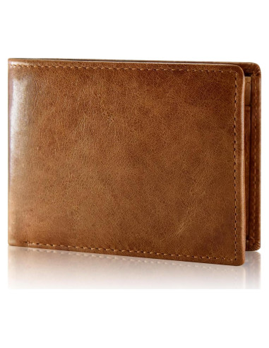 Cartera de Cuero Genuino Vast Scenery Bifold RFID Marrón