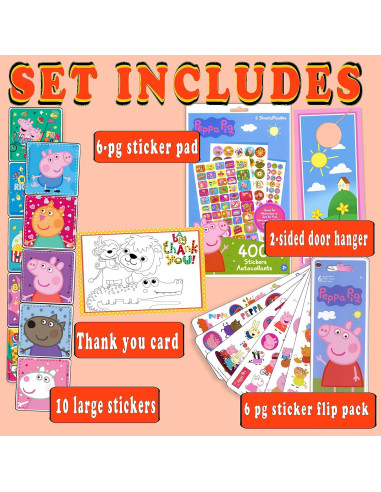 Conjunto de Stickers Peppa Pig + Colgador Doble Cara + Manualidad