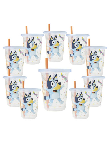 Tazas Sippy Bluey - 10 Tazas Antifugas Reutilizables