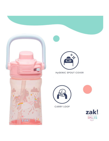 Botella de Agua Infantil Zak Designs Unicornio 354ml a Prueba de Fugas