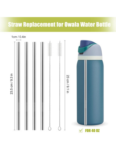 Popotes de Acero Inoxidable Reutilizables XZESH para Botella Owala 40 oz