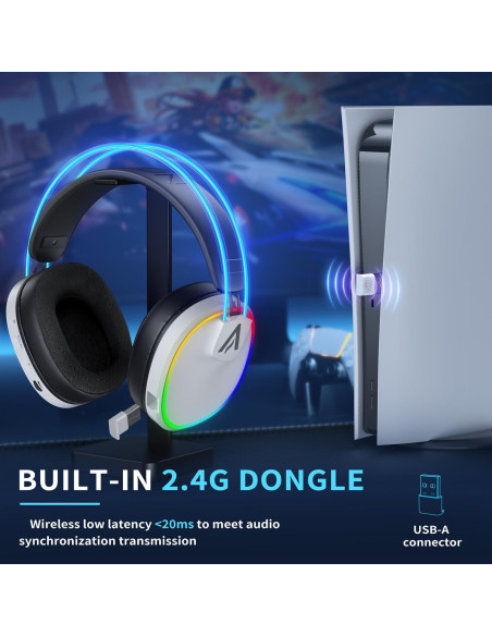 Auriculares Gaming Inalámbricos Bahuun G5000 Pro 40hrs Blanco Auriculares Gaming Inalámbricos Bahuun G5000 Pro 40hrs Blanco