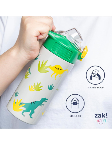 Botella de Agua Infantil Zak Designs 414ml con Pajilla Dino Botella de Agua Infantil Zak Designs 414ml con Pajilla Dino