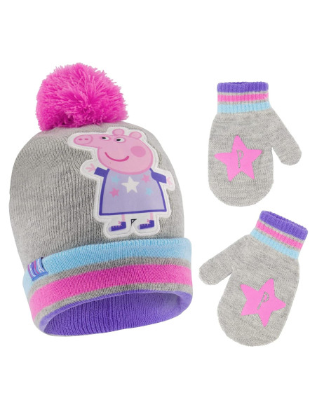 Gorro de invierno Hasbro Peppa Pig con guantes para bebés Gorro de invierno Hasbro Peppa Pig con guantes para bebés