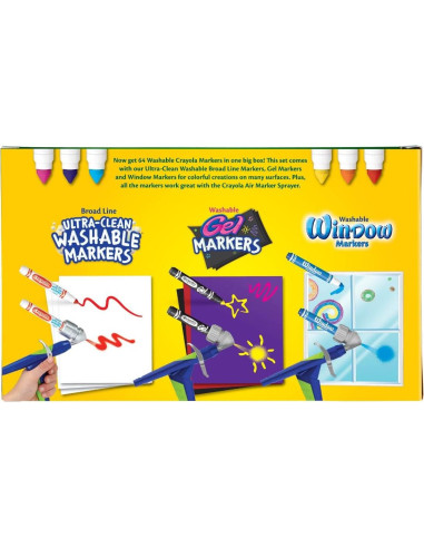 Set de Marcadores Lavables Crayola - 48 Líneas Anchas + Gel FX