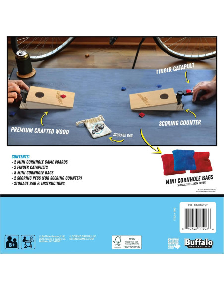 Mini Cornhole de Mesa Buffalo Games - Juego Portátil 30x20 cm Mini Cornhole de Mesa Buffalo Games - Juego Portátil 30x20 cm