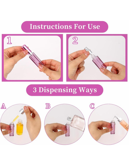 3 Pcs Botellas de Perfume de Vidrio 10ML Ptwola Reutilizables 3 Pcs Botellas de Perfume de Vidrio 10ML Ptwola Reutilizables