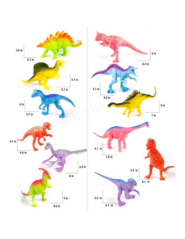 Figuras de Dinosaurios Jumbo Kimicare 12 Piezas 17.78 cm