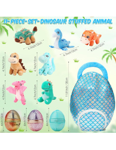 Set de Juguetes de Peluche Dinosaurio Zhanmai 11 Piezas 2