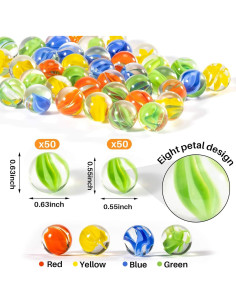 Canicas de vidrio Sukh - 100 piezas mezcla colores 14mm 16mm 2