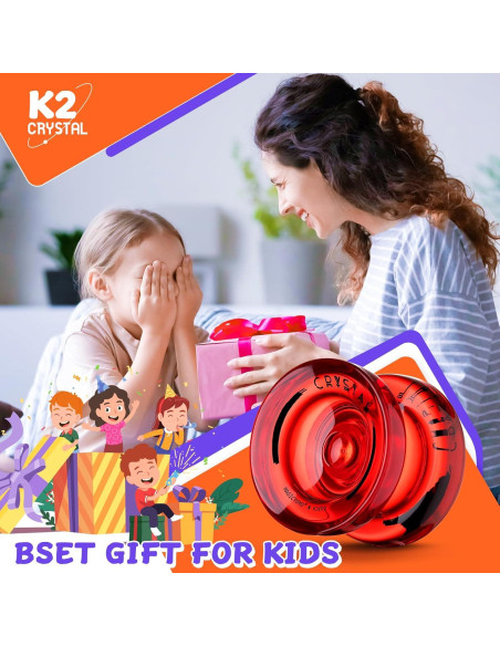 Yoyo Profesional K2 Cristal Rojo para Niños + Accesorios Yoyo Profesional K2 Cristal Rojo para Niños + Accesorios