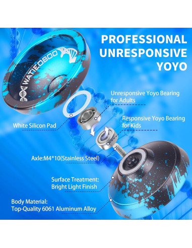 Yoyo Profesional WATIEOBOO Negro y Azul para Principiantes