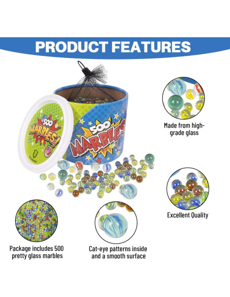 Paquete de 500 canicas de vidrio OIG Brands para niños Paquete de 500 canicas de vidrio OIG Brands para niños