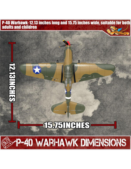 Avión RC LEAMBE P-40 Warhawk 35.5 cm para Principiantes Avión RC LEAMBE P-40 Warhawk 35.5 cm para Principiantes