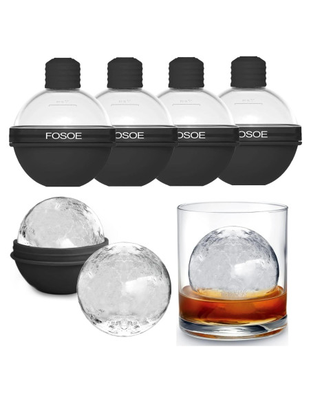 Moldes de Hielo Redondos FOSOE - Set de 4 Silicona 6.35 cm Moldes de Hielo Redondos FOSOE - Set de 4 Silicona 6.35 cm