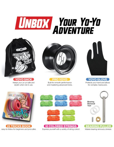 Kit de Yoyo Profesional Kool Krafts con 10 Cuerdas y Libro