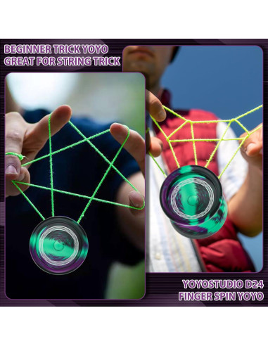 Yoyo Profesional D24 YoYoStudio con Accesorios - Negro Verde