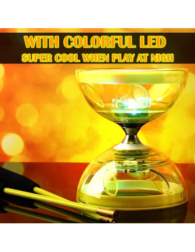 Diabolo Chino LED Simgoing Amarillo con Varillas y Cuerda