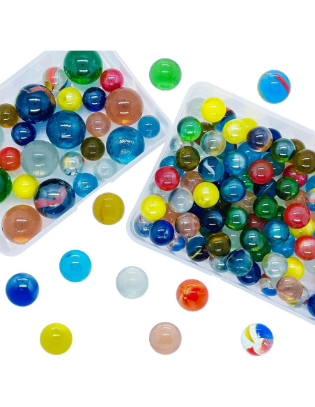 Juego de 110 canicas de vidrio SAIBURAZ coloridas Juego de 110 canicas de vidrio SAIBURAZ coloridas