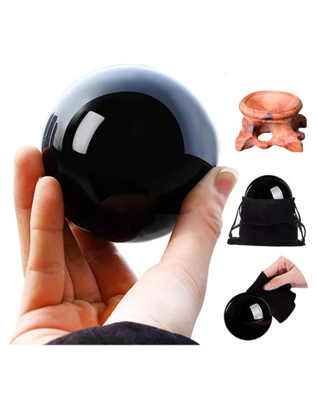 Bola de Cristal de Obsidiana HOMELEX 40mm con Soporte Bola de Cristal de Obsidiana HOMELEX 40mm con Soporte