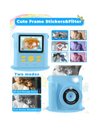 Cámara Instantánea para Niños FKATEEN 1080P con Impresión