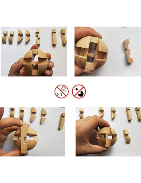 Rompecabezas de Madera YUNTENG Esférico 6x6 cm Desafío Mental Rompecabezas de Madera YUNTENG Esférico 6x6 cm Desafío Mental