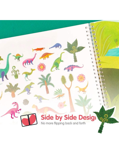 Libro de Pegatinas Dinosaurios CUPKIN 500+ Pegatinas 12 Escenas