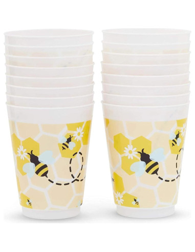 Vasos de Plástico Reutilizables BLUE PANDA 16 Piezas Abeja